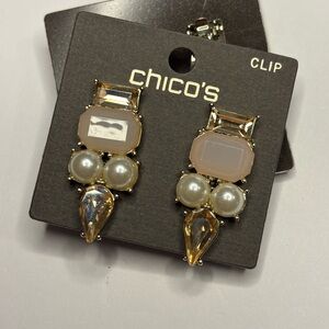 Chico's Gold and Cream Statement Earrings | NEW